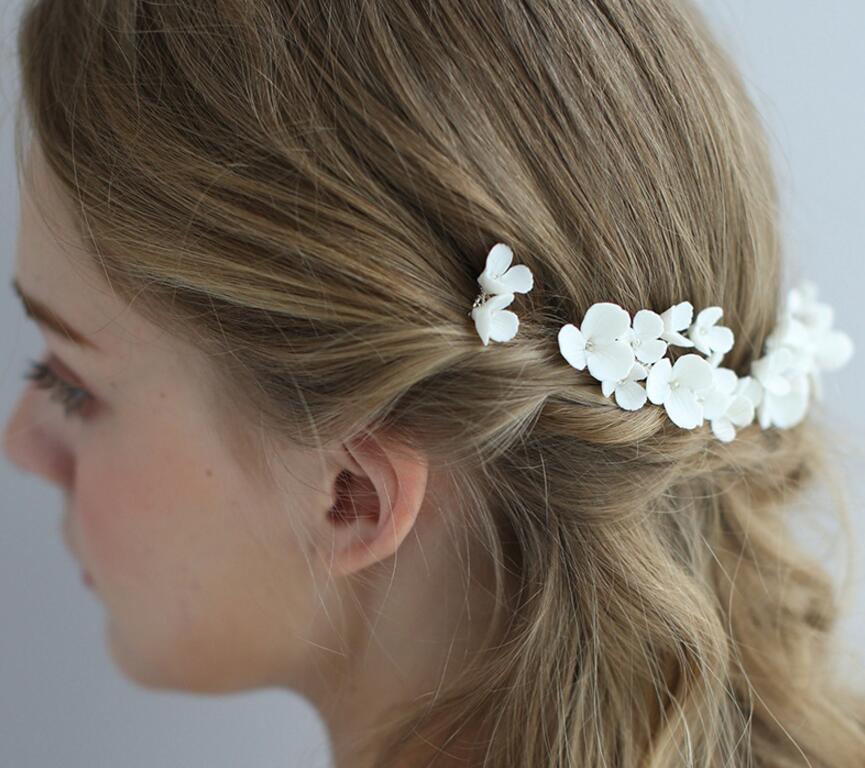 Vacker keramik bröllop headpiece brud