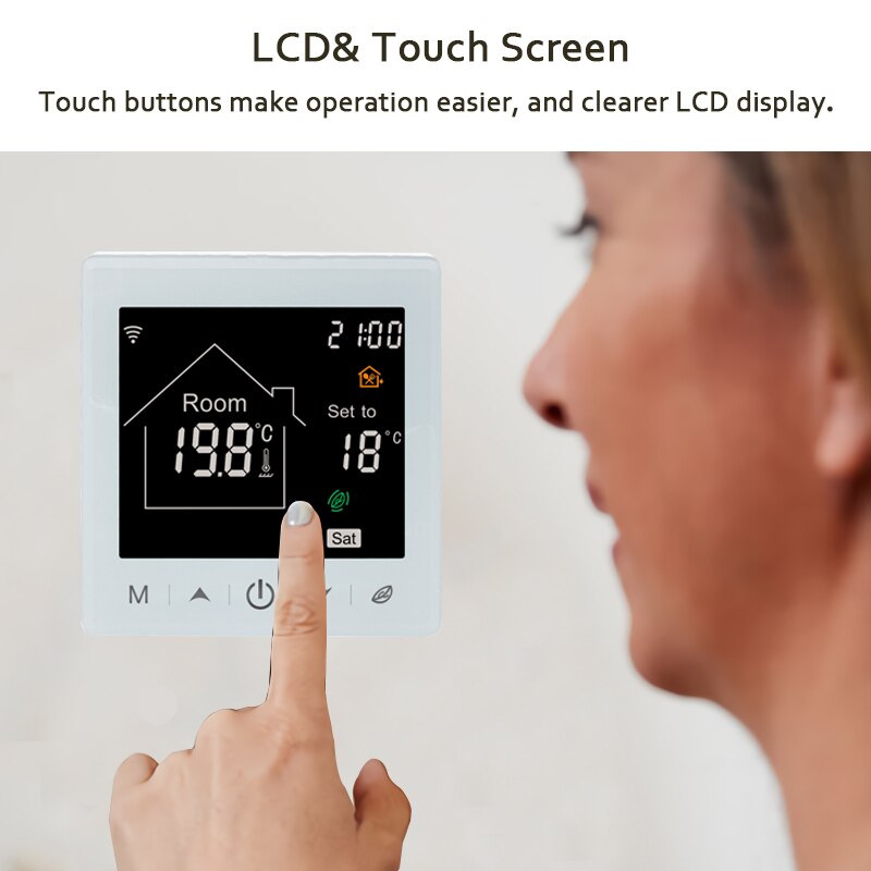 Beok – Thermostat Wifi pour chaudière à gaz, régulateur de température intelligent, Programmable pour pièce chaude, fonctionne avec Alexa