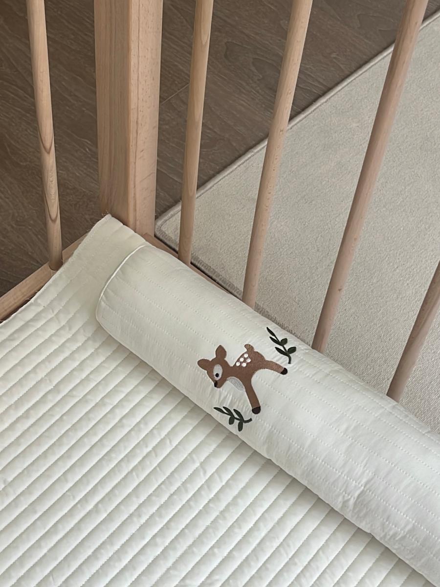 1 piece white embroidered cylindrical pillow children's pillow baby crib cushion bed surround universal for all seasons: Brown