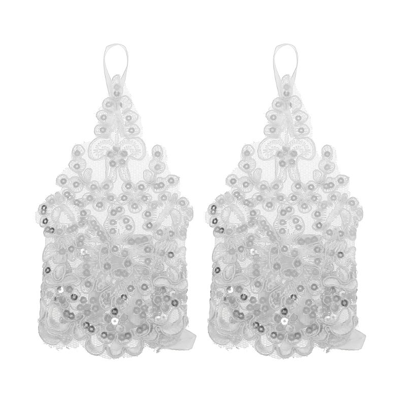 Luvas para meninas princesa luvas meninas vestido de casamento luva traje acessório laço diamante desempenho fotografia presente aniversário: WHITE