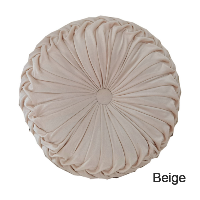 Coussin rond plissé en velours de 38cm, Textile de maison, couleur unie, coussin de maison, canapé-lit, oreiller de taille pliable européenne: 07