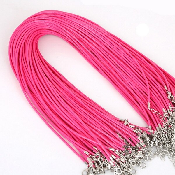 2mm 10 stks/partij Handgemaakte Verstelbare Gevlochten Touw voor Kettingen & Hanger Charms Bevindingen Karabijn String Koord DIY 45 cm + 5 cm: Fuchsia