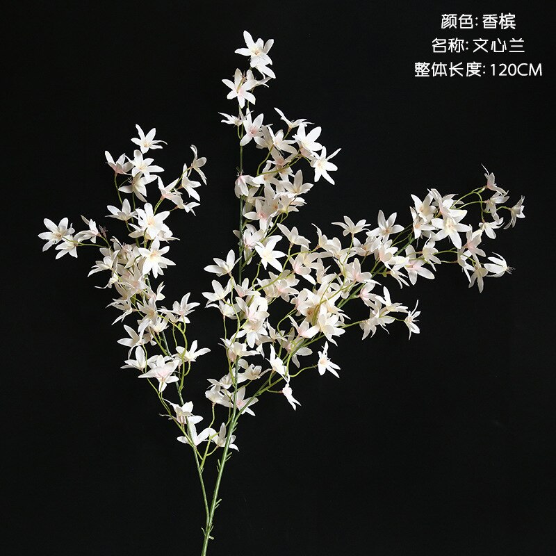 Artificial Flower Branch Silk Artificial Moth Orchid Butterfly Orchid for DIY House Wedding Festival Home Decoration: Champagne