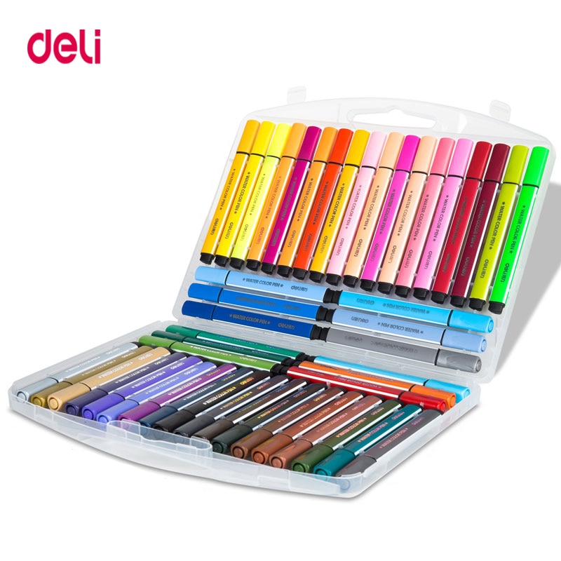 Deli Watercolor Pen 100 Color Set Children Washable Color Pen