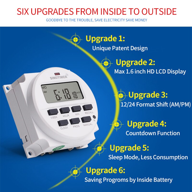 SINOTIMER Digital Programmable 24V DC/AC Time Switch control Time Relay