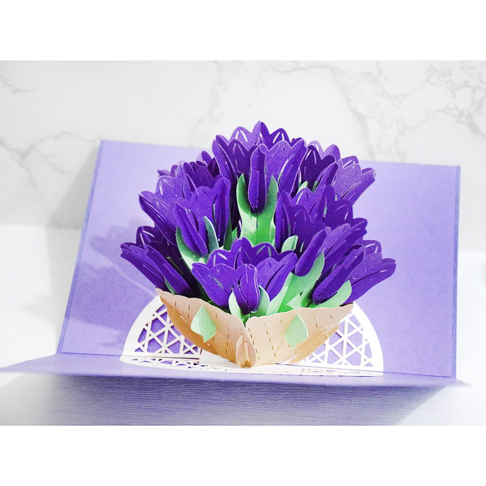 3d pop-opp kort tulipan blomster kort til familie venner bursdag festival gratulasjonskort postkort kort med konvolutt