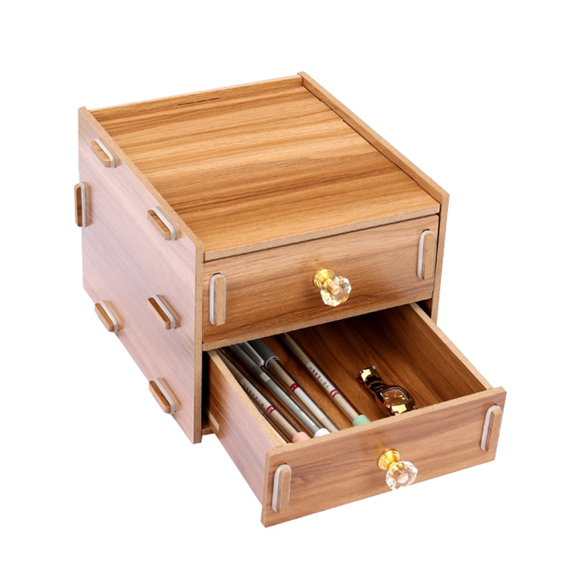Wood Stationery Holders With Drawer Storage Box Desktop Stationery Office And School Supplies Multifuction Desk Organizer