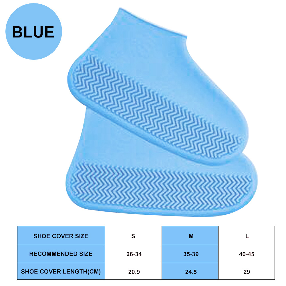 1 Paar wasserdichte, rutschfeste Silikonschuhe, hochelastisch, verschleißfest, unisex-Regenstiefel für regnerische Tage Ich bin Freien, wiederverwendbarer Schuhüberzug: M / Blau
