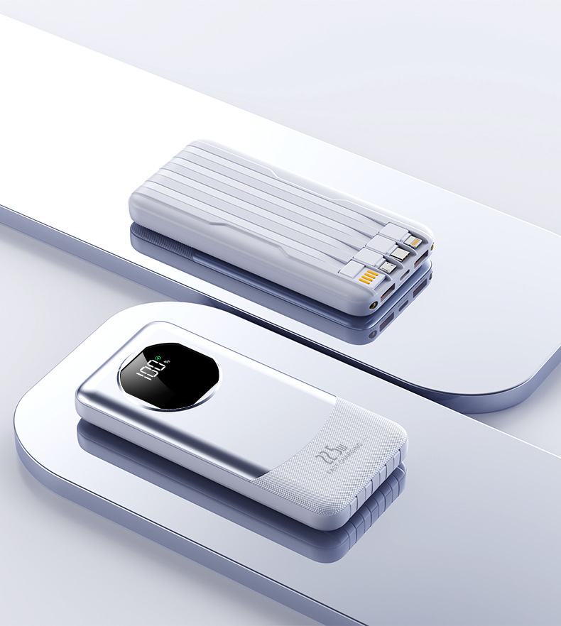 22.5w snelladende powerbanks van 20000 mah met 4 ingebouwde kabels, grote capaciteit, lichtgewicht, draagbare, mobiele stroomvoorziening: Roos
