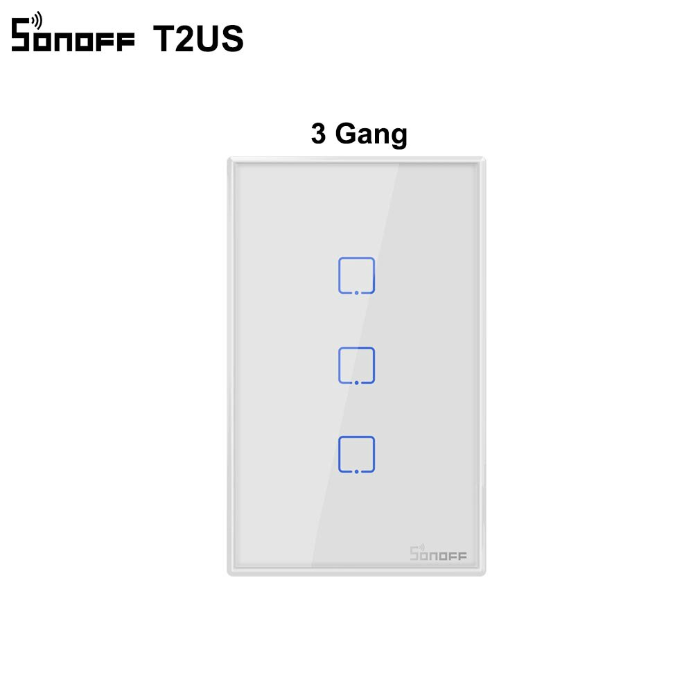 SONOFF T2US TX Smart Wifi tactile interrupteur mural avec bordure Smart Home 1/2/3 Gang 433 RF/voix/APP contrôle avec Alexa Google