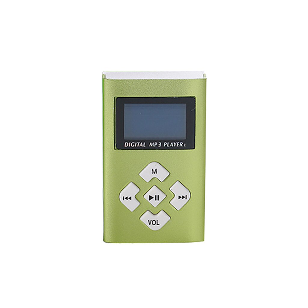 Reproductor de MP3 y Mp3 portátil, con pantalla y botón, de Metal y aluminio: Green 