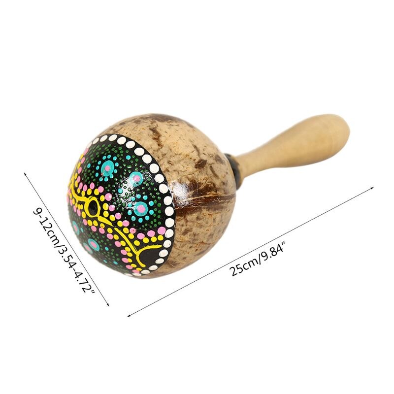 gemalt Natürliche Kokosnuss Hülse Sand Hammer Shaker Kürbis Kashaka Indonesien Shaker Rassel Schlagzeug Musical Instrument Spielzeug