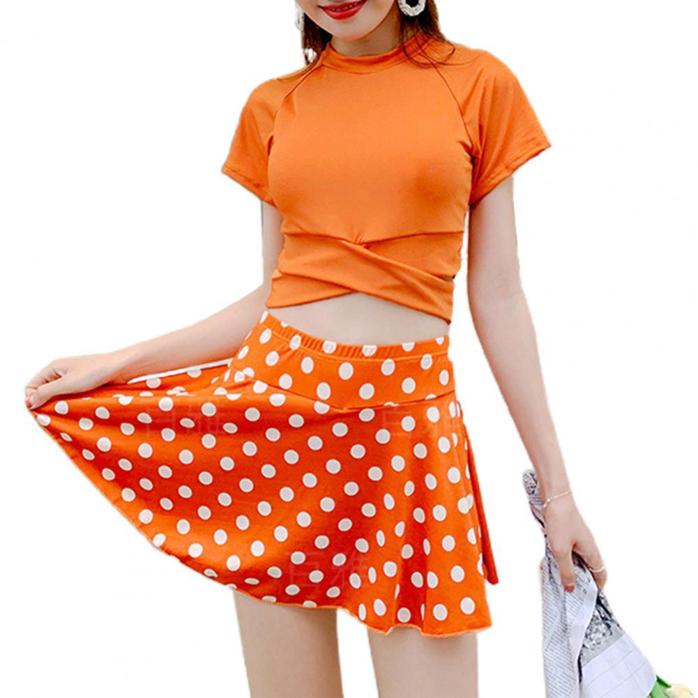 Ärmelloser, schulterfreier badeanzug mit hohem bund für den sommerurlaub: Dunkelorange