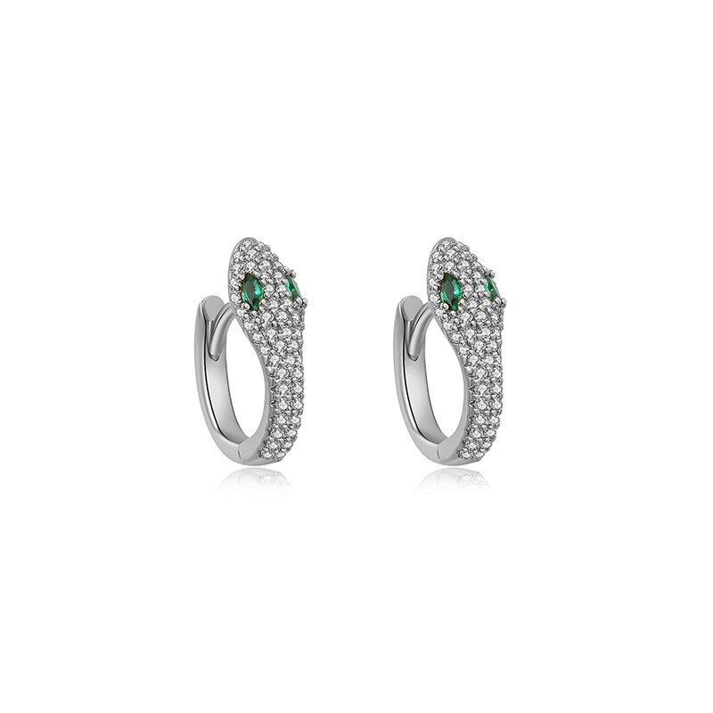 Prevent Allergy 925 Sterling Silver Stud Earrings for Women Trendy Sparkling Zircon Little Snake Bride Jewelry: sliver