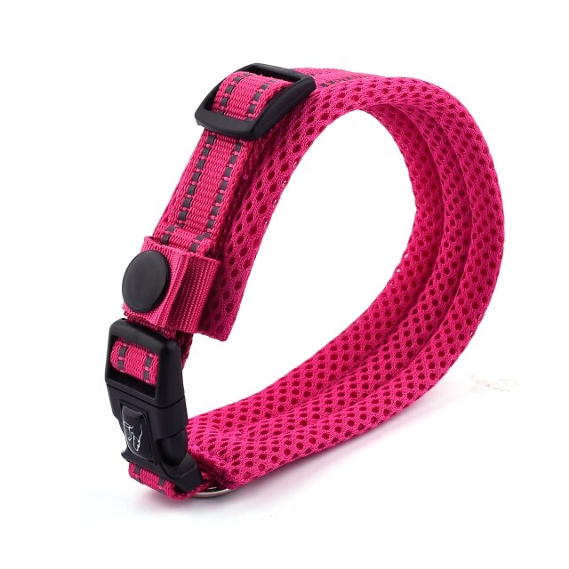 Nylon Halsbanden Comfortabele Verstelbare Mesh Gevoerde Reflecterende Hond Kraag Ketting Voor Dog Training Outdoor: Fuchsia / XS 18-23cm Dog Neck