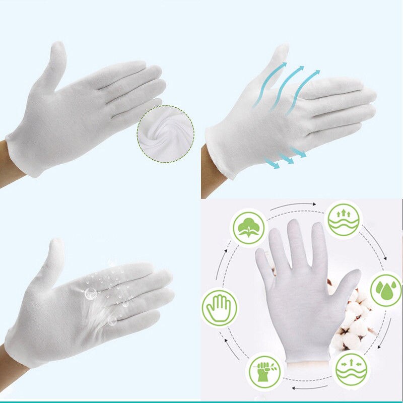 6 Pairs White Cotton Inspection Work Gloves