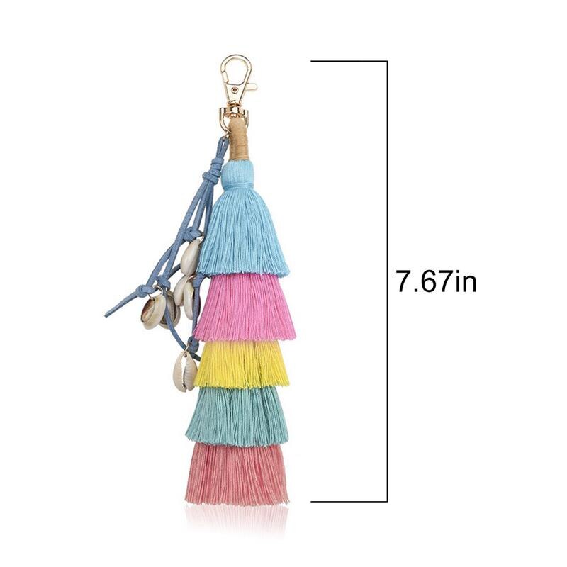 1pc Bohemien handgefertigt Tasche Anhänger Frauen Zubehör Charme Hülse Quaste Keychain Mehrfarbig Mit Quasten Für Sommer