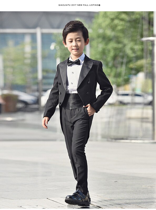 Costume de mariage formel pour bébé garçon, 1-10T, pour -né, fête de baptême, smoking de noël, 5 pièces: manteau, chemise, nœud papillon, pantalon