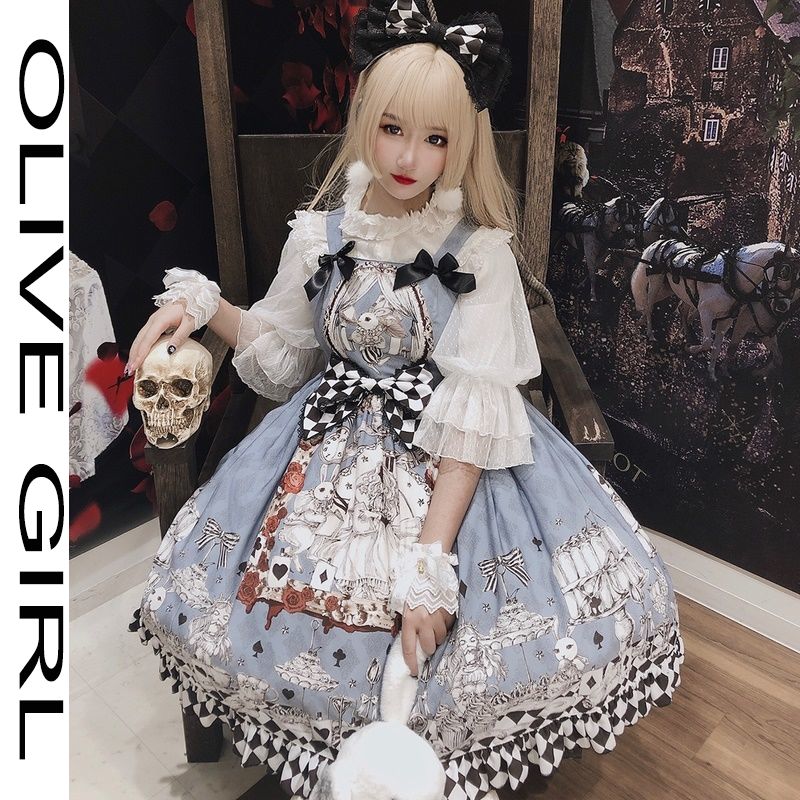 Jsk Lolita-vestido gótico Retro para mujer, vestido de Lolita con tirantes, estilo Harajuku, a la , sin mangas,