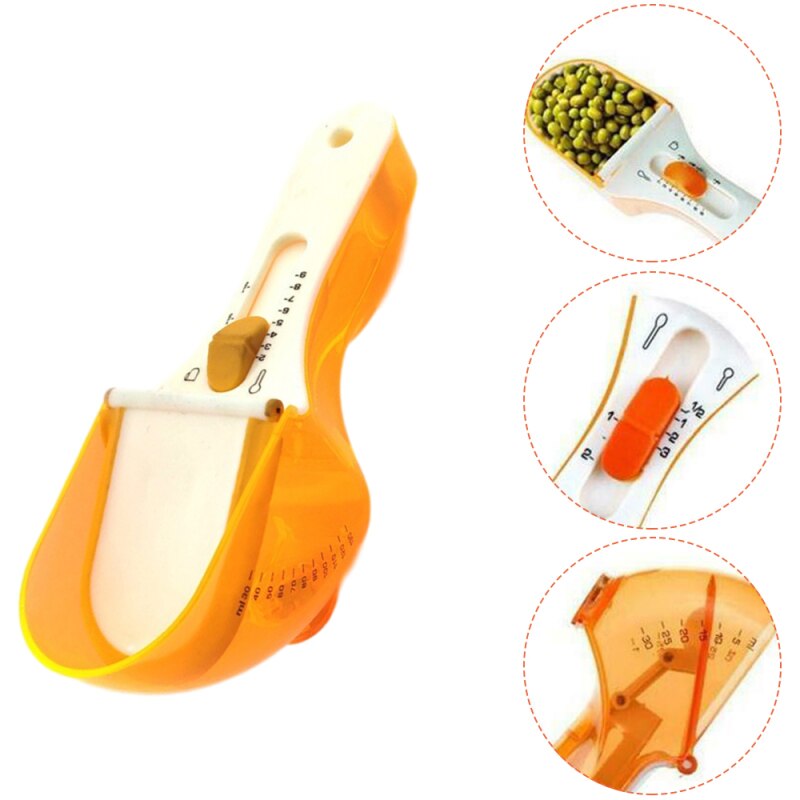 TTLIFE 2Pcs Kitchen Gadgets Adjustable Measuring Scoop Plastic Scale Gauge Baking Supplies Portable Metering Kitchen Baking Tool