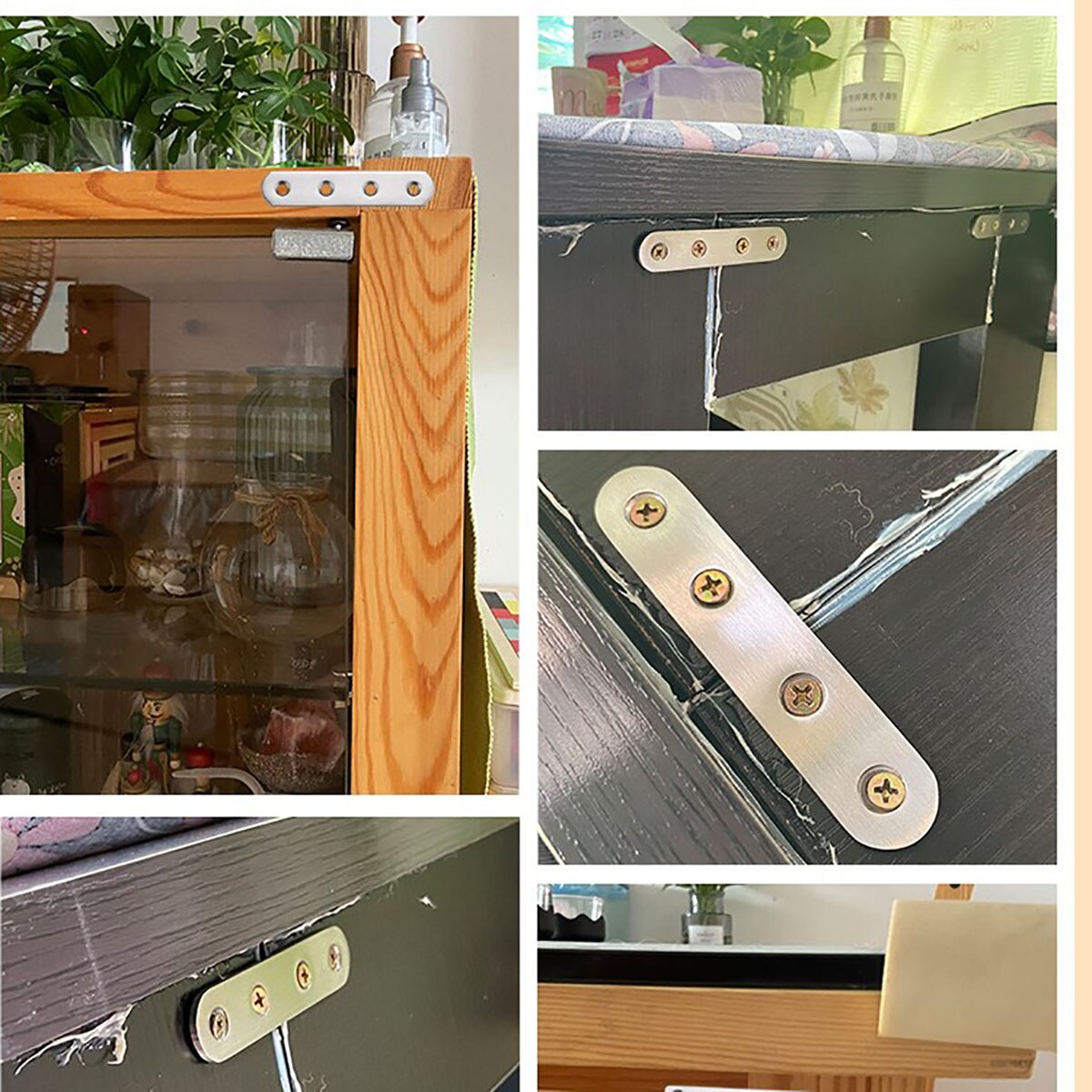 1/2/4/10Pcs Roestvrij Stalen Rechte Stuk Corner Connector Voor Versterkte Vaste Board Meubels Hardware aansluiting Accessoires