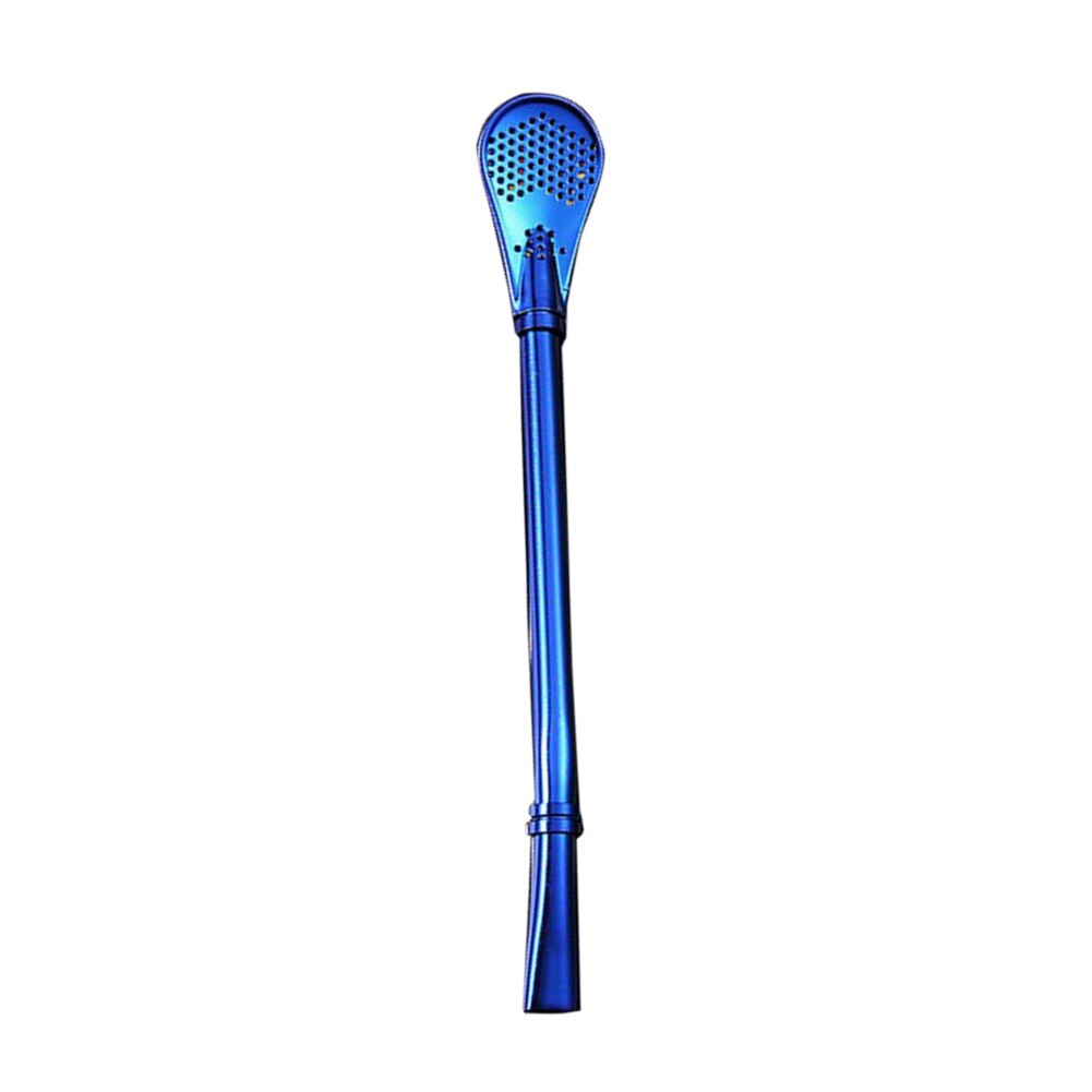 1pc Drinking Straw Stainless Steel Yerba Mate Straw Gourd Bombilla Filter Spoons Reusable Metal Pro Tea Tools Bar Accessories: Blue