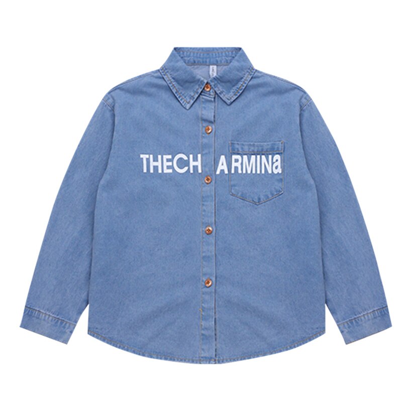 Camisas vaqueras 100% algodón para niños, camisas escolares de para niños, blusa vaquera de manga larga, chaqueta para niños adolescentes de 4 a 13 años: 7