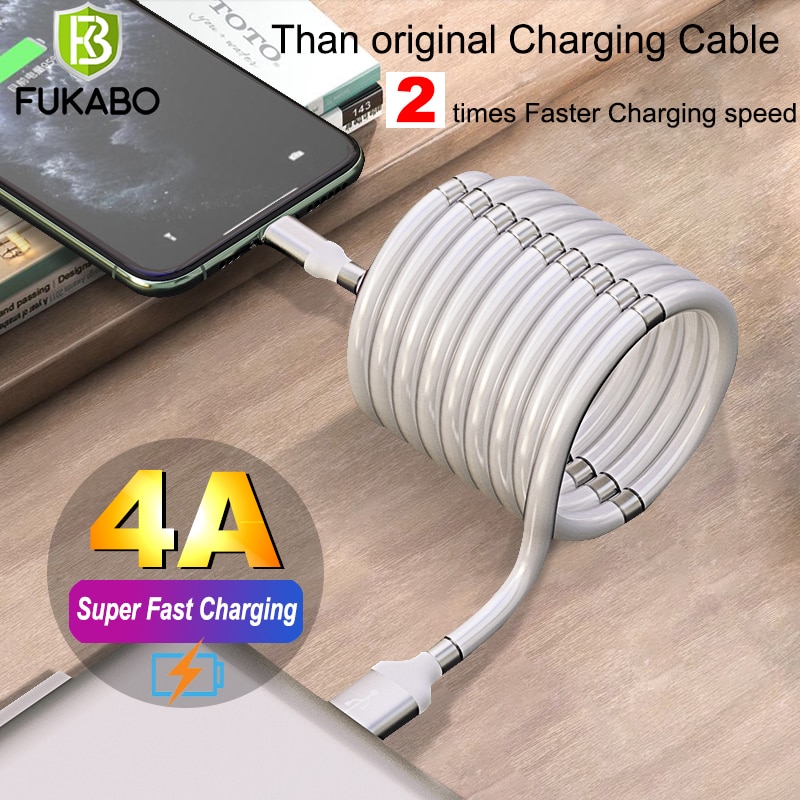 Magic Rope Magnetic Cable Micro USB Data Sync Cord 4A Super Fast Charging Cable Microusb Phone USB Charger Cable Wire For Xiaomi