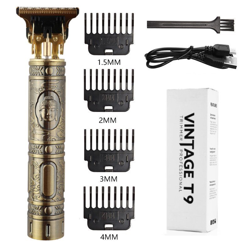 Maquinilla de afeitar de peluquero para hombres, afeitadora recargable estilo Retro T9 con cabezal de aceite, cortadora de pelo inalámbrica para niños, afeitadora de estilismo para mascotas: ABS Buddha