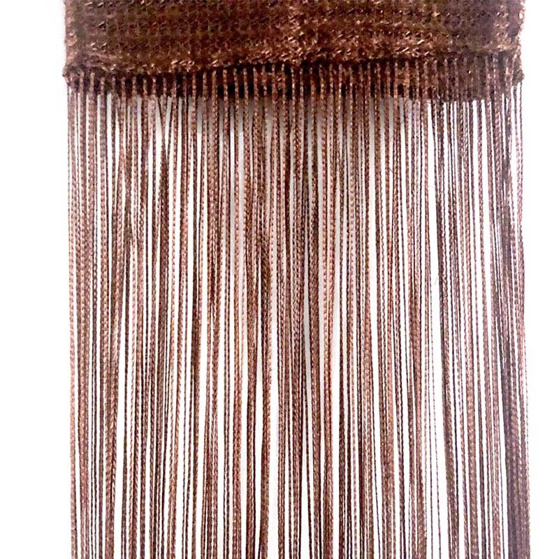 Cortinas de red de gasa de cuerda, paneles de cortina de ventana de 200cm, barra superior, ranura única, gran , 1 ud.: Coffee