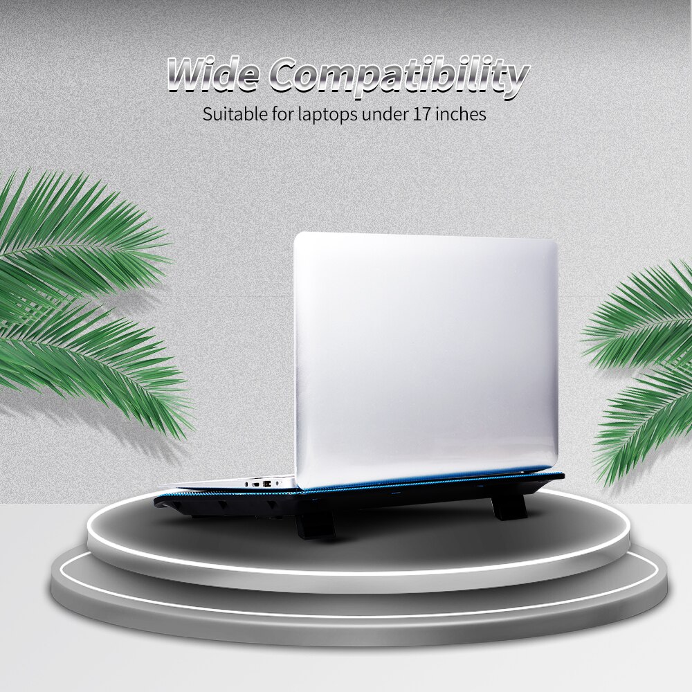 High-performance Laptop Cooler Laptop Cooling Pad Double Fans Cooler with Two USB Ports Support for Laptops Under 17 inch Blue