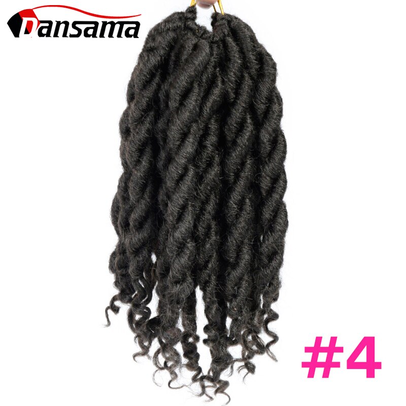 Dansama Godin Faux Locs Haak Hair Synthetisch Haar Gehaakte Vlechten Hair Extensions 12 Inch Blond Zwart Ombre Voor Vrouwen Mannen: #4 / 6 Stks/partij