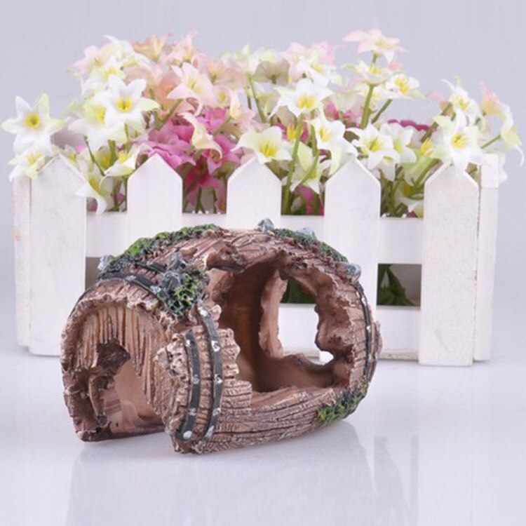 Wijnkist aquarium aquarium decoratie kunstmatig vat hars ornament grot onderwater landschapsarchitectuur