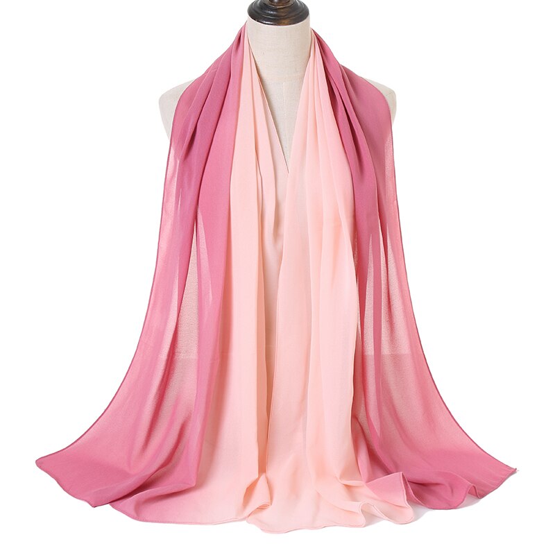 Laven Newest Gradient Bubble Chiffon Scarf Women Muslim Hijab Large Size Ombre Scarves Chiffon Shawl Female Islamic Bandana: 3