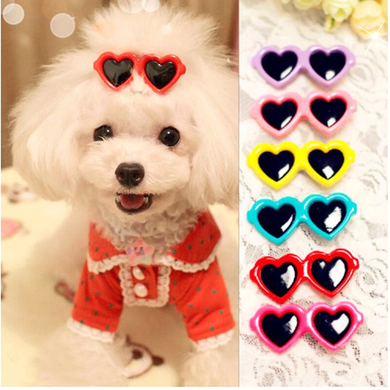 1Pcs Pet Mooie Hart Zonnebril Haarspelden Hond Bows Hair Clips Voor Puppy Honden Kat Yorkie Teddy Huisdier Haar decor Dierbenodigdheden
