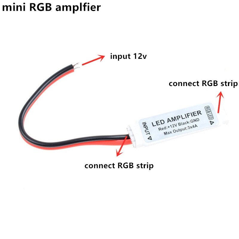 Dc 12v rf fjernbetjening led lys controller dimmer til smd 3528 5050 2835 3014 led rgb farve strip lys: 1 stk forstærker