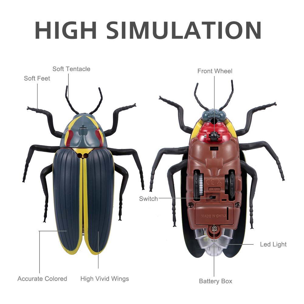 Funny Remote Control Firefly Toys Simulated Insect Toy Infrared Sensing Portable RC Toy for Kids