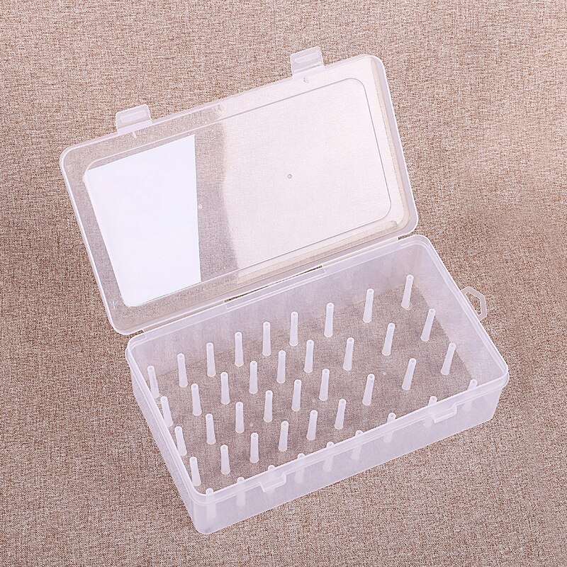 Caja de almacenamiento vacía para carretes de hilo de coser, organizador de almacenamiento de alambre de aguja transparente, estuche de almacenamiento de carretes de hilo, 42 Unidades