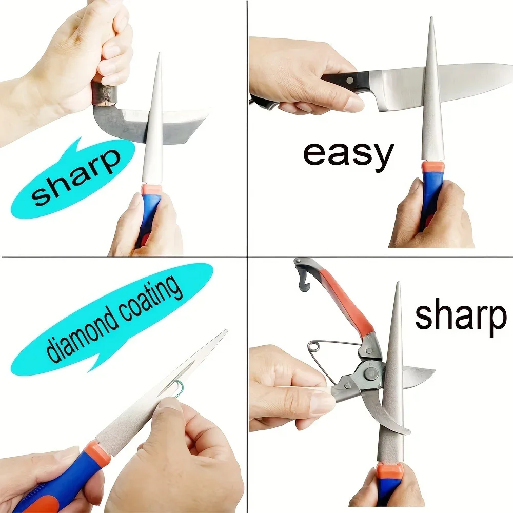 Single Stone Diamond Knife Sharpener with Double - Bird ! Double - Sided Flat & Curved, Ergonomic Grip