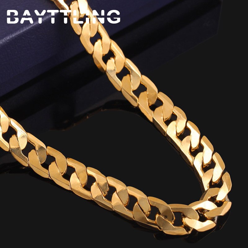 Bayttling 925 Sterling Zilver 10Mm 20-Inch Gouden Figaro Ketting Voor Vrouw Mannen Wedding Party Sieraden paar