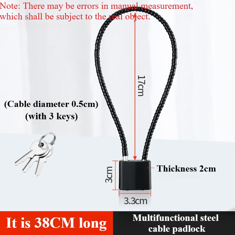 Portable Multifunctional Cable Lock Flexible Equipped with Keys Padlock Waterproof Alloy Steel Suitcase Lock Bicycle: Nickel