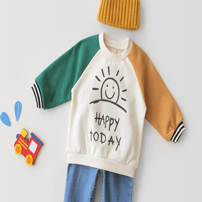 Nieuwe Casual Peuter Baby Kinderen Jongens Meisjes Lange Mouw Puur Katoen Brief T-shirt Top Kleding Lente Herfst Kinderen T-shir