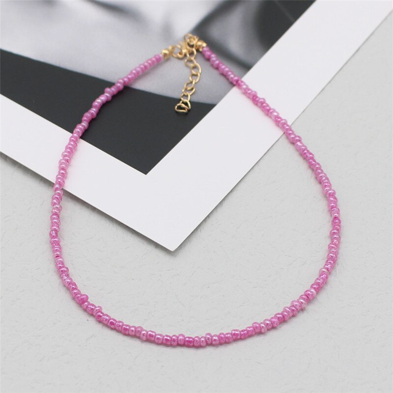 Simple Seed Beads Strand Choker Women String Beaded Short Bohemia Clavicle Jewelry Necklace: 19