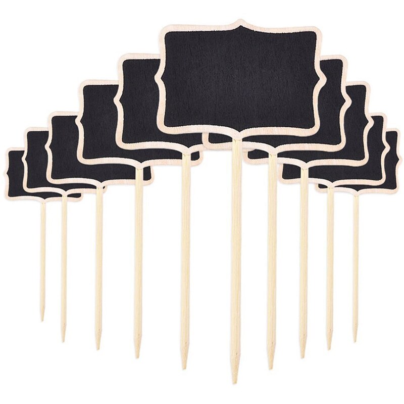 10 Pcs Kleine Blackboard Mini Houten Message Board Teken Krijtborden Insert Label Prijskaartje Bloem Tuinieren Bruiloft Ornament