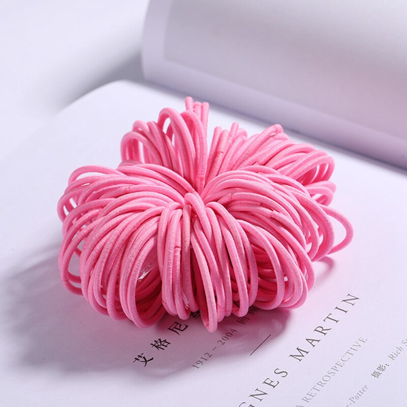 100Pcs/Lot 3CM Women Girls Hair Rubber Bands Elastic Scrunchie Basic Gum For Children Colorful Hair Accessories Cute Hair Ring