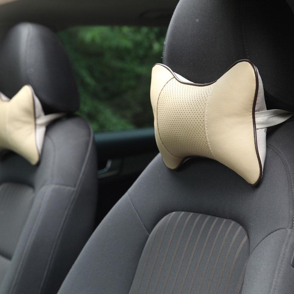 Car Pillow Auto Interior Accessories Car Headrest PU Leather Neck Headrest Protector Four Season General Purpose Car Neck Pillow