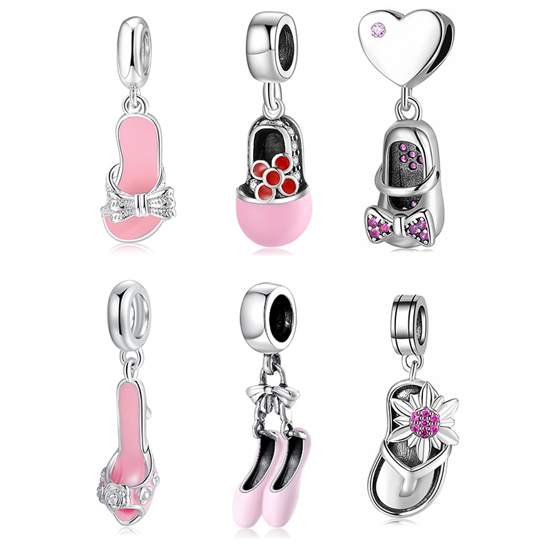 Flip-flops Metal Charm 100% 925 Sterling Silver charms for jewelry Fit Original Charms Bracelets making
