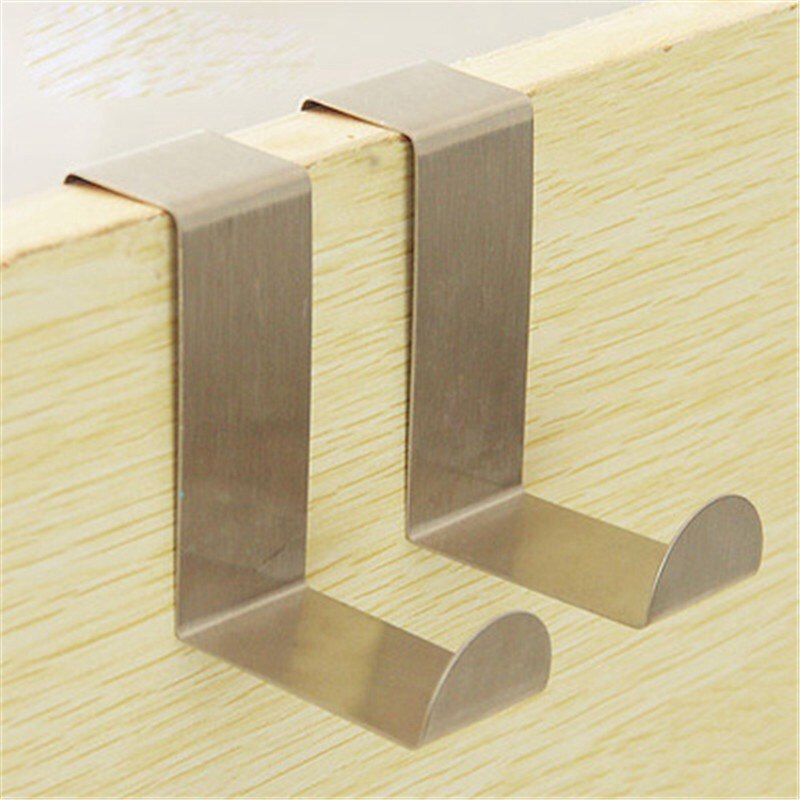 Fad Z-type color door back hook stainless steel nail free traceless door hook door back s clothes hook 2 sets: Silver