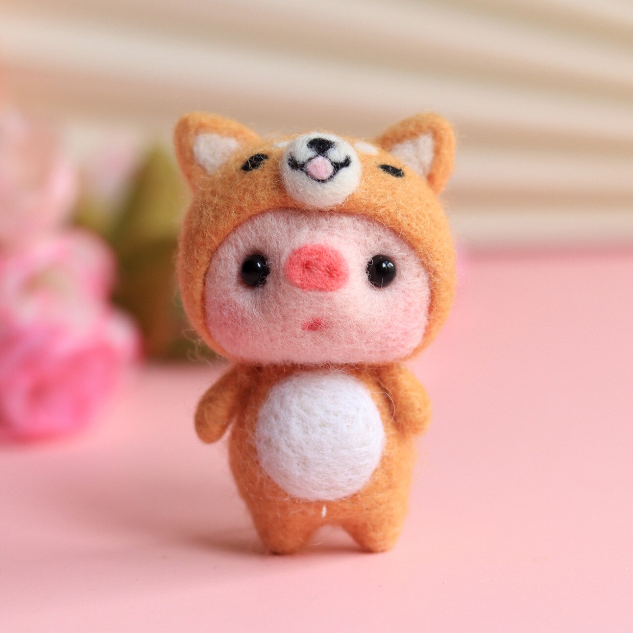 Jiwuo Wool Felt Animal Pig Neddle Felting Kit Material Package Felting Wool Handmade Wool Felt Doll Toy Craft Kits for Adults: 4