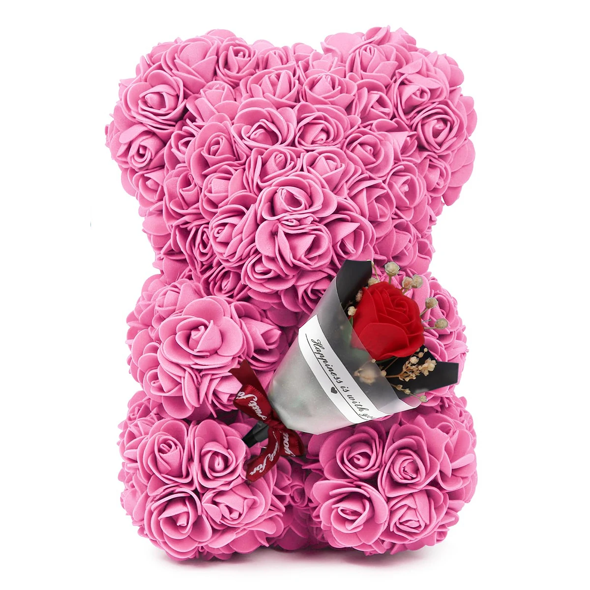 Ours en peluche Rose éternelle, fleur artificielle de 25m, 1 pièce, pour maman, fête des mères, anniversaire, saint-valentin, et décorations: Violet